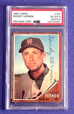 1962 Topps Mickey Vernon #153 Signed Baseball Card PSA 4 Auto PSA 10 - Image 1 of 2