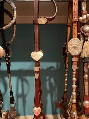 STERLING SILVER HEART HEADSTALL  by JM CAPRIOLA SADDLERY - Custom one-of-a-kind - Image 1 of 4