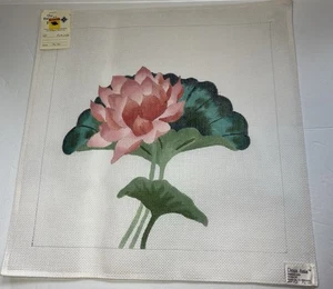 VTG Hand Painted Deux Amis 14 pink lotus flower and leaves - Picture 1 of 5