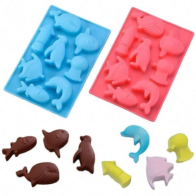 2Pcs Marine Chocolate Mold Under the Sea Animal Silicone Ice Cube Trays Whale - Image 1 of 4