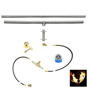 T60K++: DIY PRE-PLUMBED GAS FIRE PIT KIT & 60" LIFETIME WARRANTED 316 BURNER - Picture 1 of 5