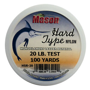 Mason Hard Type Nylon 20# Mono Leader Material 100 Yard, Clear  #HSR-20-100YD
