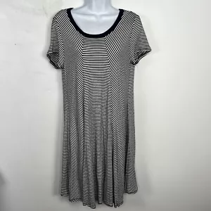 Rolla Coster T Shirt Dress Sz L Navy Blue White Stripe Nautical Short Sleeve NEW - Picture 1 of 10