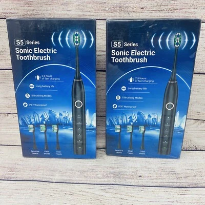 Lote de 2 cepillos de dientes eléctricos sónicos serie S5 con 8 cabezales de cepillo, USB - negro Foto 1 de 4