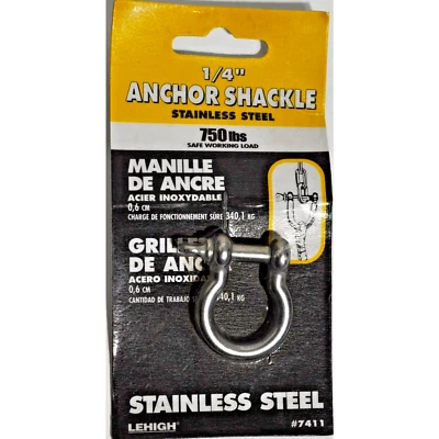 LEHIGH #7411 不锈钢锚柄 - 1/4 英寸 - WLL 750 磅 — 第 1/2 张图片