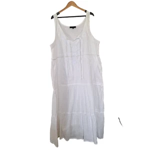 Wild Thyme Dress Woman 3X White Coastal Cottage Coquette Peasant Sheer Lagenlook - Picture 1 of 10