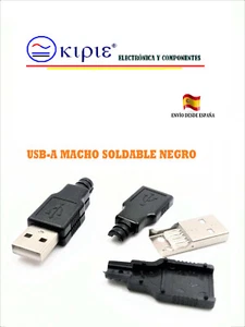 USB MACHO TIPO A, SOLDABLE, NEGRO, EXCELENTE CALIDAD - Imagen 1 de 3