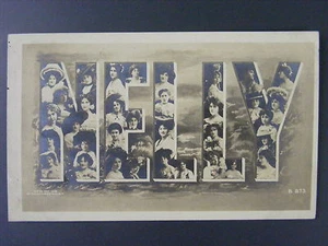 NELLY Letra Grande Nombre Damas Sombrero Grande Antigua Foto Real Postal RPPC 1907 - Imagen 1 de 2