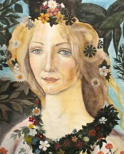 Vintage realist gouache painting portrait reproduction - Imagen 1 de 12