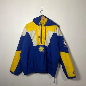 Vintage 90s Starter Golden State Warriors Pullover Puffer Jacket Size L RARE - Picture 1 of 7