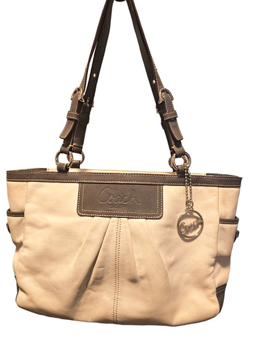 Coach Borsa Borsa a tracolla in pelle plissettata bianco grigio F 13759