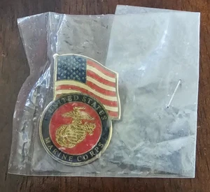 United States Marine Corps American Flag Gold Tone NOS Lapel Pin USMC Semper Fi - Picture 1 of 4