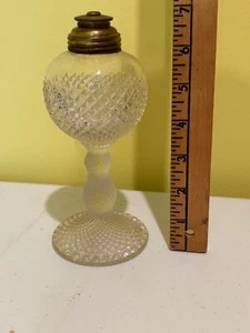 19th century diamond stipple pattern pressed glass whale oil lamp c.1860 - Picture 1 of 4