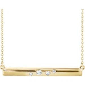 Bar Diamond Necklace ctw 1/10 ctw 14kt Rose Yellow or White Gold Quality - Picture 1 of 4