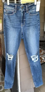 Hollister 5R 5 Reg Ultra High Rise Super Skinny Blue Jeans Destroyed $ 65 Neu G1 - Bild 1 von 8
