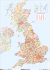 UK Political Postcode Districts - Large Wall Map - Picture 1 of 6