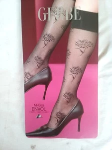 Gerbe Paris Fashion High Knee Envol Flower Design Socks Black Size S - Picture 1 of 4