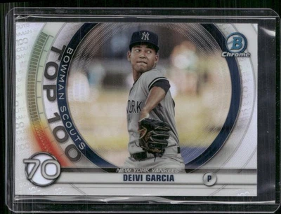 2020 Bowman #BTP-70 Deivi Garcia Chrome Bowman Scouts Top 100 - Image 1 of 2