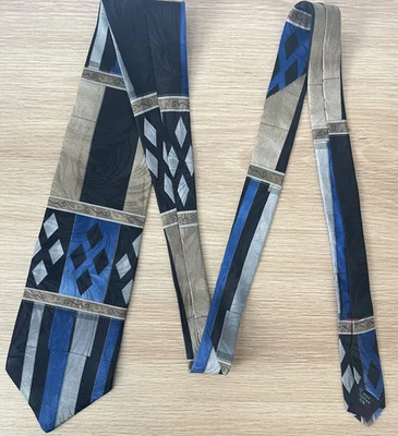 Corbata de diseñador Conte di Milano azul/beige/negro para hombre Foto 1 de 2