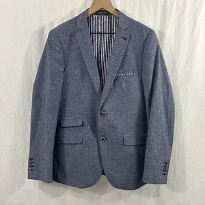 Blazer Abrigo Deportivo Paisley y Gris Azul Mezcla de Lino Para Hombre Talla 38R Calce Ajustado Preppy - Imagen 1 de 18