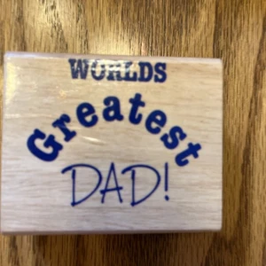 Wooden Rubber Stamp WORLD GREATEST DAD - Picture 1 of 2