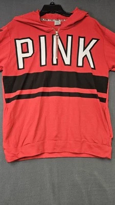 Sudadera con capucha PINK by Victoria Secret 1/4 cremallera para mujer talla grande roja Foto 1 de 4