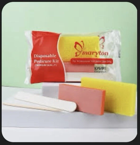 Kit de pedicura desechable de 3 piezas 200 piezas lima de uñas de madera 100/180 grano naranja tampón Foto 1 de 4