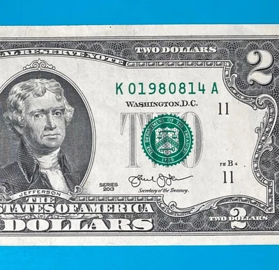 1980 August 14 (K 01980814 A) BIRTHDAY $2 Two Dollar Bill (_1980 / 8 / 14) - Image 1 of 4