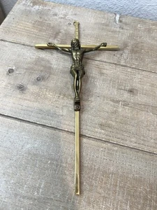 Crocifisso in ottone 10" Gesù Cristo INRI da appendere a parete decorazione religiosa - Foto 1 di 7