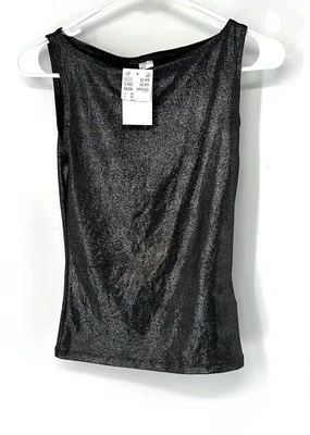 Divided H&M NWT black shimmer tank top women’s XS Sleeveless - Image 1 of 4