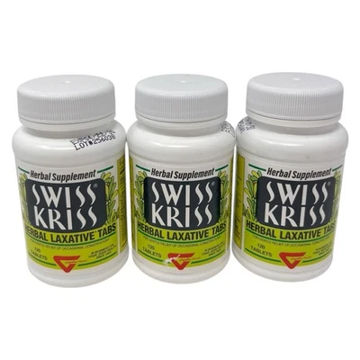 瑞士 Kriss 草药泻药片 360 件装 3 件装三重价值包 — 第 1/4 张图片