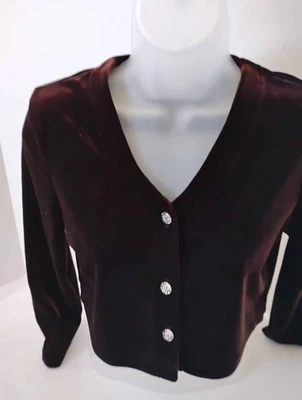 Girls Junior Size Large Dark Brown Velvet Bolero Jacket Long Sleeves New - Image 1 of 4