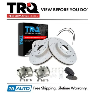TRQ Performance Front Brake Pad & Rotor Kit Slotted X Drilled Fits Honda - Picture 1 of 12
