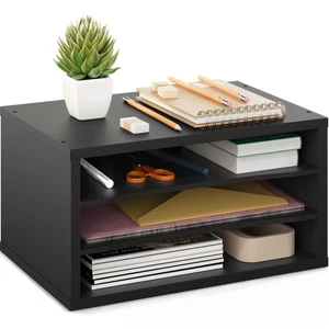Paper Organizer, 3-Tier Stackable Wood Desk Organizer, Document File Organize... - Picture 1 of 9