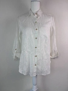 Maeve Anthropology Mujer 4 Blanco Manga Larga Burnout Botón Abajo Blusa Algodón - Imagen 1 de 9