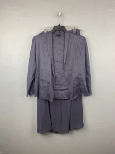 Eileen Fisher Blazer Skirt Set Womens XL Linen Silk Blend Suit Career Jacket - Picture 1 of 13