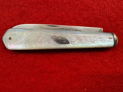 CUCHILLO DE FRUTA FREGONA TALLADA FLORAL Y PLATA ESTERLINA CON SELLO 1871, NOWILL (193A) Foto 1 de 4