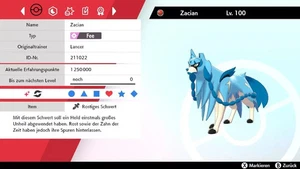 Shiny Zacian Pokemon Schwert Schild 5DV! + Rostiges Schwert - Bild 1 von 6