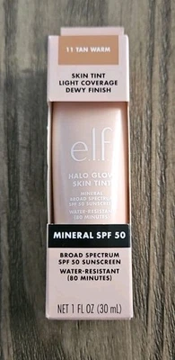 e.l.f. Halo Glow Skin Tint SPF 50 Tan Warm 11 Dewy Mineral Sunscreen 1oz New - Image 1 of 4