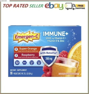 Emergen-C Immune+ 1000 mg Vitamina C + Vitamina D y Zinc, 90 Paquetes Foto 1 de 3