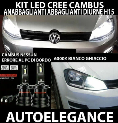 KIT LED LAMPADE ABBAGLIANTI H7 ANABBAGLIANTI H15 VW GOLF 7 VII 2012-2015 - Immagine 1 di 4