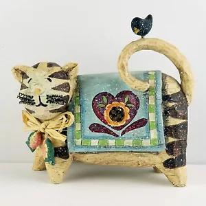 The Cat, Crow, and Quilt Figurine Hanna’s Handiwork Vintage 90s - Picture 1 of 4