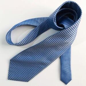 Gucci Authentic Tie Necktie Plaid Light Blue 100% Silk Men's Tie Sword 9.6cm