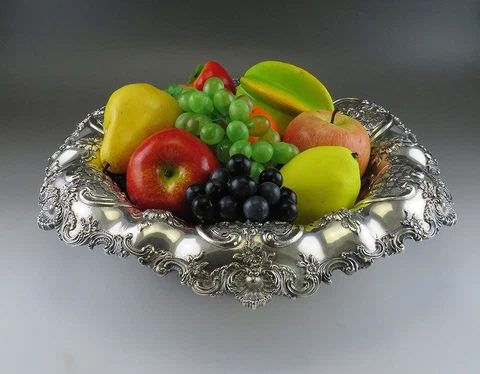 Antique c1895 Tiffany Sterling Silver Victorian Huge Fruit Centerpiece Bowl Cover