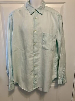 MARTIN GORDON Shirt Men’s Large 100% Linen Button Up Long Sleeve Light Green - Image 1 of 4