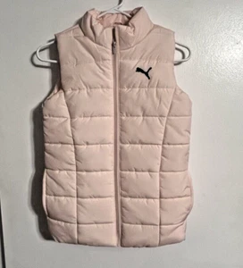 Puma Puffer Vest Girls Size Medium 10-12 Light Pink Full Zip Quilted - Picture 1 of 11