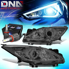 FOR 2010-2013 MAZDA 3 SMOKED/CLEAR CORNER PROJECTOR HEADLIGHT W/LED KIT+COOL FAN