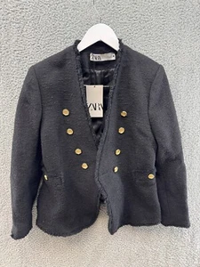 Zara Women's Size L Black Gold Button Up Over Jacket NWT - Picture 1 of 8