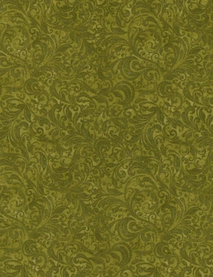 Tela de edredón de algodón de filigrana Belle Delicate de Timeless Treasures C7800 OLIVE Foto 1 de 4