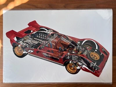 1970 Ferrari 512 S Cutaway Print - 18x12” Vintage Race Car Tech Illustration - Image 1 of 4